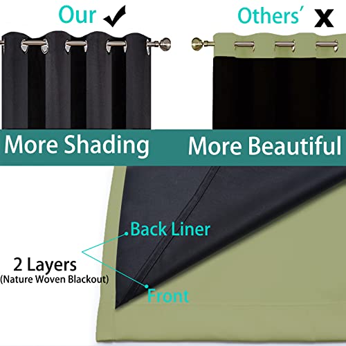 100% Blackout Window Curtain Panels, Heat and Full Light Blocking Drapes with Black Liner for Nursery,Thermal Insulated Draperies (Sage, 2 Pieces, 52Wx63L) - view 5