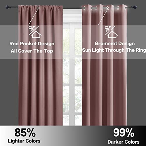 45 inch Curtains for Living Room, Rod Pocket Thermal Insulated Small Window Drapes Room Darkening Shades for Bedroom Studio Closet, W 42 x L 45 inch, Set of 2 Panels, Wild Rose - view 5