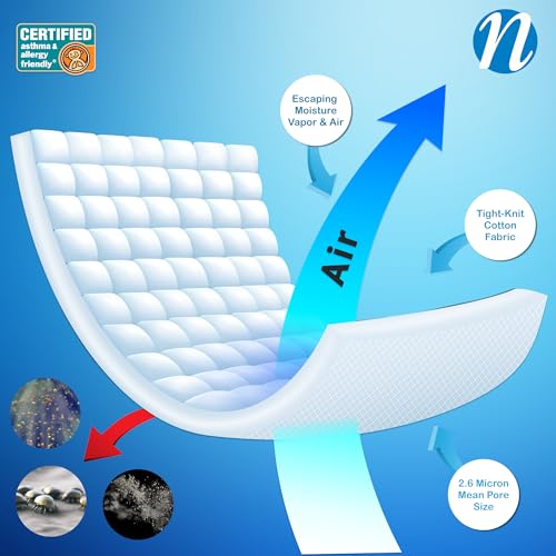 100% Cotton Pillow Protector Standard Size, Zippered Allergy Pillow Cover - view 4