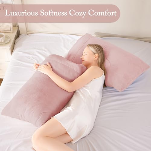 Velvet King Size Pillowcases of 2 Pack, Ultra Soft Breathable Pillow Cases with Flap Closure for Bed, Luxury Fuzzy Warm Flannel Velvet Pillow Covers, No Insert (King 20x40 Inches, Light Mauve) - view 3