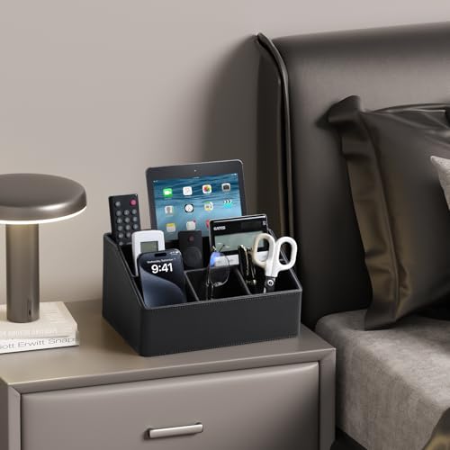 PU Leather Desk Organizer, Remote Control Holder (Black) - view 6
