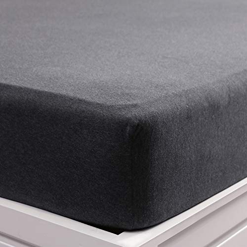 Jersey Fitted Sheet Only Heather Charcoal Grey Queen - view 2