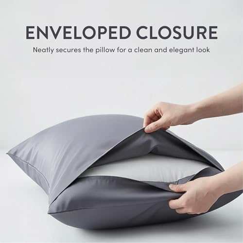 Plant-Derived Cooling Viscose Pillowcases Set of 2, Moisture Wicking, Smooth & Breathable Standard/Queen Pillow Covers for Hair & Skin Care, Soft Sleep Pillowcase Set (Navy, Standard) - view 5