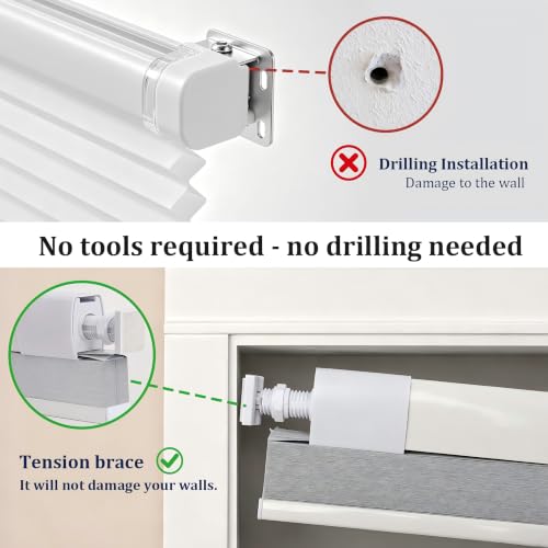 No Tools No Drill Cordless Blackout Cellular Shades White, 39" W x 48" H - view 2