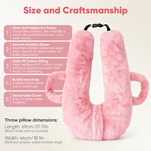 Car Pillow for Kids, Removable, Washable Pillowcases and Pillow Inserts(The only Upgrade on the Market),Travel Pillow for Car Sleeping(Pink) - view 2