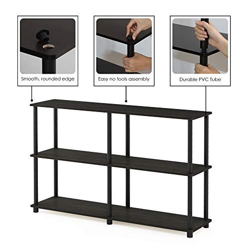 TURN-N-TUBE Storage Shelves, 3-Tier 47.4 Wide Book Shelf, Corner Shelf, Toolless Open Shelves, for Organization and Storage, Living Room, Garage, Home Office, Espresso - view 5