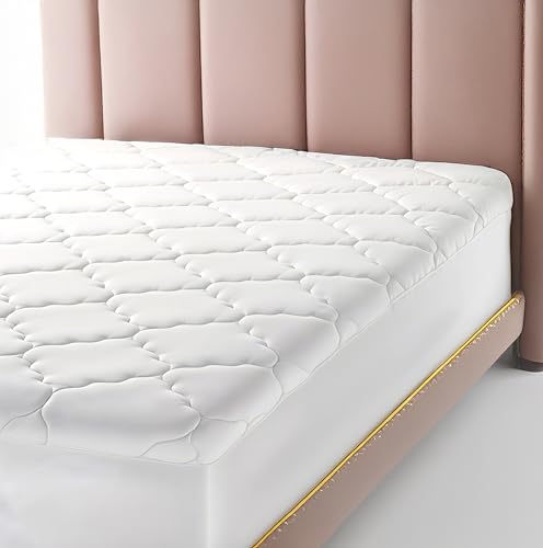 Fitted Mattress Pad - Queen Size (60" x80") Mattress Pad - Soft and Comfortable Fitted Mattress Protector - Mattress Cover Stretches 15 to 18 Inches Deep - Easy to Wash