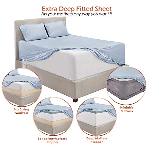 Extra Deep Pocket King Sheet Set, Ice Blue - view 4