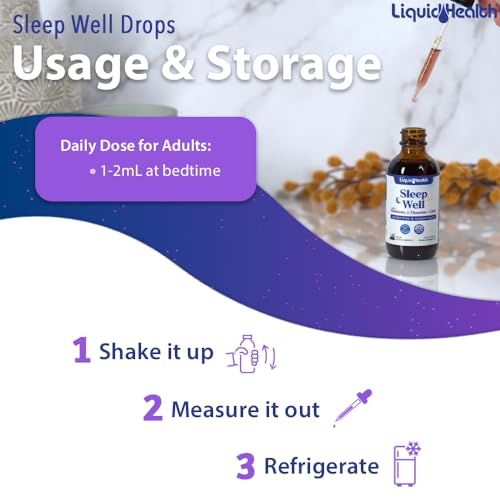 Sleep Well Natural Sleep Aid Melatonin Drops - Better Sleep & Mood, Relax & Calm Mind, Fall Asleep Faster Stay Asleep Longer - Made in USA, Vegan, Sugar Free, Drug Free, Non-GMO (3 Pack) - view 4