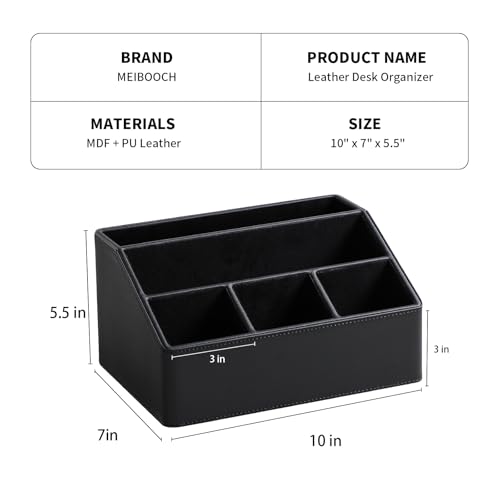PU Leather Desk Organizer, Remote Control Holder (Black) - view 4