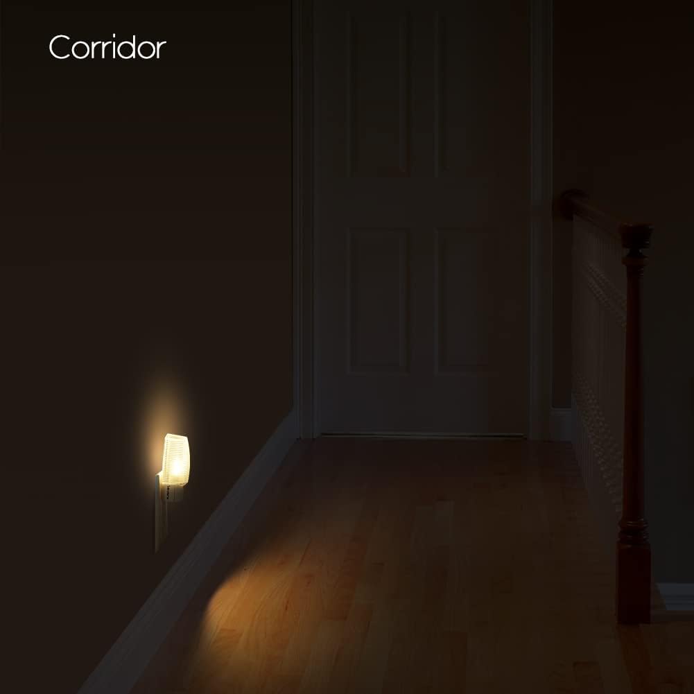Plug-in night light, dusk to dawn sensor, warm white, 4 pack | Warm white sensor night light, ideal for nursery, bedroom, bathroom, hallway, stairs & kitchen - view 4