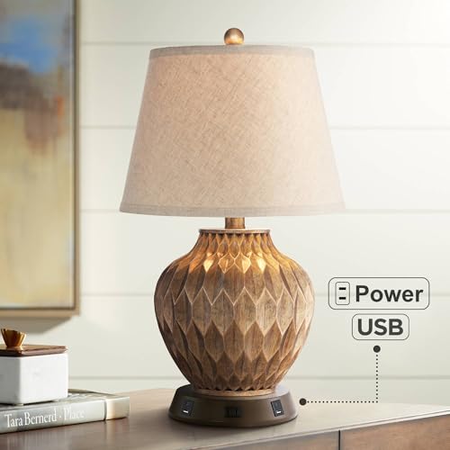 Buckhead 22" High Table Lamp Brown USB Workstation Base Warm Bronze Urn - view 7