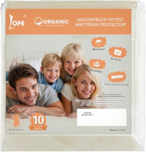 Organic Queen Mattress Protector -Top&Side 100% Waterproof Protector
