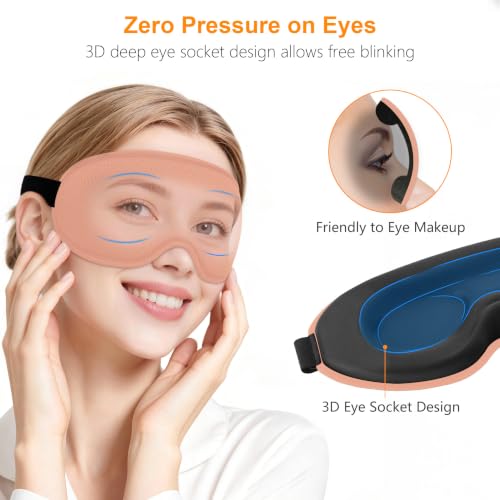100% Blackout Sleep Eye Mask for Side Sleeper Men Women, Zero Eye Pressure 3D Contoured Cup and Eyelash Friendly Sleeping Mask, Ergonomic-Flesh Pink - view 3