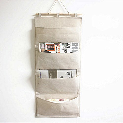 Linen/Cotton Fabric Wall Door Hanging Storage Pockets Home Organizer (4 Pockets) - view 3