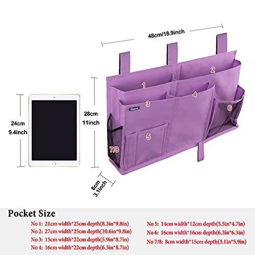 Caddy Hanging Organizer Bedside Storage Bag for Bunk and Hospital Beds, Purple, L - view 5