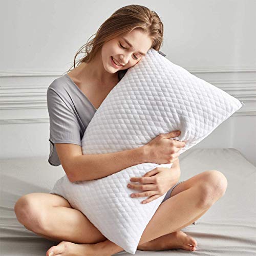 Shredded Memory Foam Bed Pillows for Sleeping King Size 2 Pack, with Washable Removable Hypoallergenic Sleep Pillow for Back and Side Sleeper - view 3