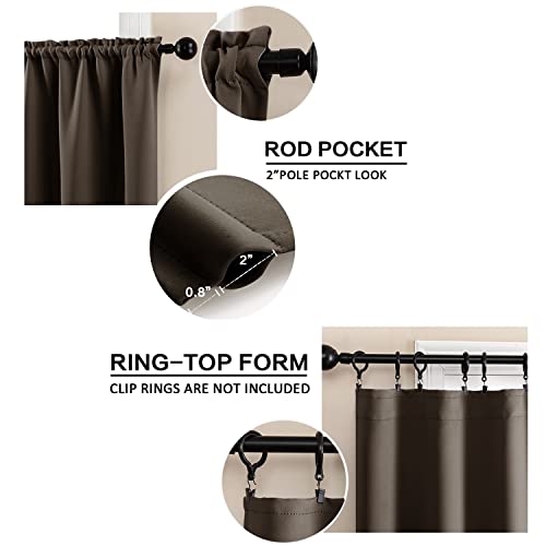 Coffee Brown Curtains for Kitchen Window,Small Blackout Waterproof Western 2 Panels Rod Pocket Cafe Tier Front Back Door Window Covering Shades for Bathroom Bedroom,24 Inches Long,Dark Chocolate - view 6