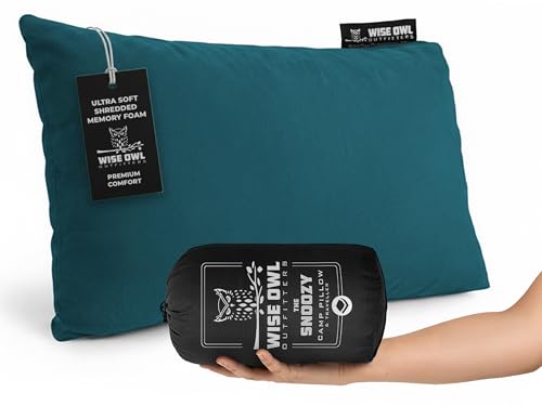Camping Pillow – Memory Foam Travel Pillow for Airplane Sleeping, Hiking, Backpacking & Outdoor Use - Small & Portable for Adults, Car, Camp & Tent