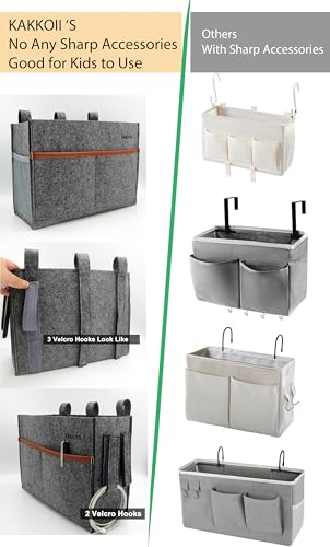 Bedside Caddy, Felt Bedside Storage Organizer, Hanging Storage Bag, Chair Organizer Caddy, Remote, Magazine, Drink Bottle Holder for Hospital, Dorm Bed, Baby Stuff, Office (Light Grey Small) - view 3
