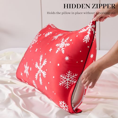 Christmas Rayon Derived from Bamboo Pillow Cases Set of 2, Similar to Silk, Smooth Soft, Zipper Closure, Standard Size - view 6