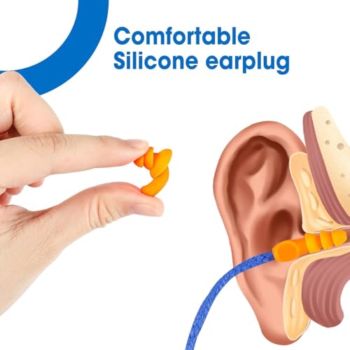 55 Pairs Silicone Ear Plugs, Reusable Earplugs for Noise Reduction, 25dB NRR Corded Ear Plug for Sleeping Noise Cancelling, Ear Plug with String Individual Packing - view 4