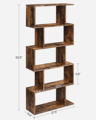 5-Tier Bookcase, Open Storage, 27.6 x 9.4 x 62.6 Inches - view 3