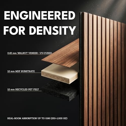 4 Pack Heavy-Duty Soundproof Wood Wall Panels Echo Control 24x24x1 | Mocha - view 4