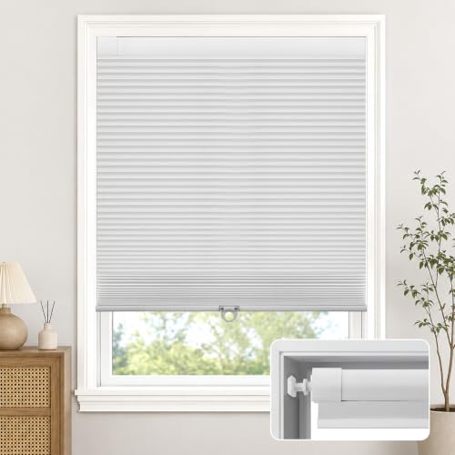 No Tools No Drill Cordless Blackout Cellular Shades White, 39" W x 48" H