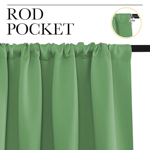 Living Room Curtains, Blackout Draperies, Froest Green, 1 Pair, 70 x 84-inch, Home Decorations Thermal Insulated Solid Rod Pocket Blackout Drapes for Cafe - view 2