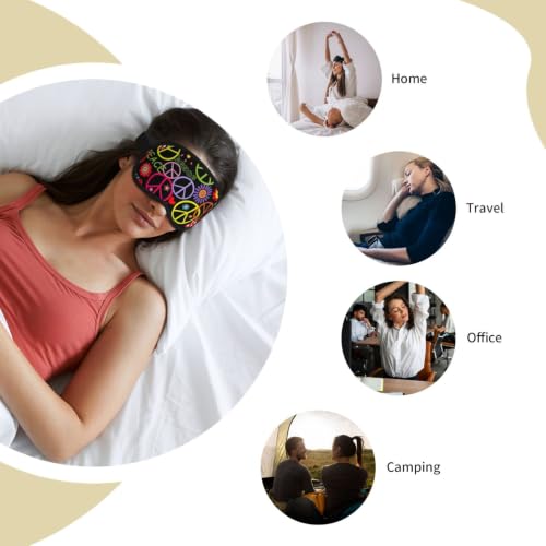 Kits Hippie Peace Symbol, Mushrooms and Abstract Flowerspeace Hippy Soft Composite Fabric Eye Cover, Adjustable Sleep Mask for Travel - view 7