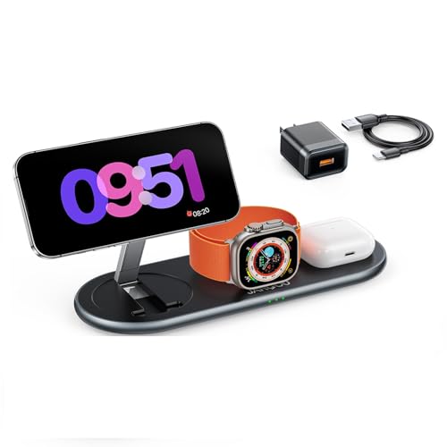 Foldable 3 in 1 Charging Station for Apple with Magsafe Charger Stand