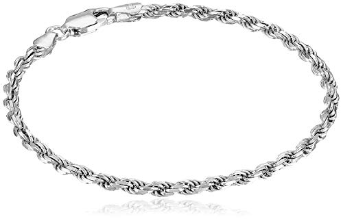 Sterling Silver Diamond-Cut Rope Chain Link Bracelet, 8", (previously Amazon Collection)