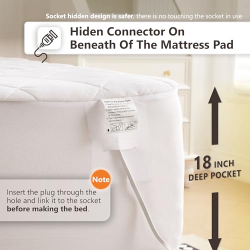 Heated Mattress Pad King Size 10 Heat Settings & Dual Control with 1-12 Hours Timer Auto Off,Deep Pocket Fits up to 18",Microfiber Bed Warmer,ETL Listed Machine Washable,78"x80" - view 5