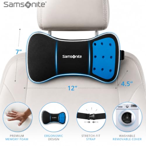 Infused-Gel Car Neck Pillow with Airflow Memory Foam, Headrest Support Cushion for Driving, Universal - Fits Any Vehicle, Including SUVs and Trucks, Washable Cover, Black… - view 3