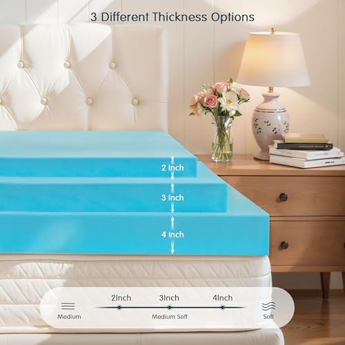 Memory Foam Mattress Topper, Gel Infused Foam Topper, Breathable Bed Topper, Pressure Relieving, CertiPUR-US Certified, 4 Inch, King Size - view 6
