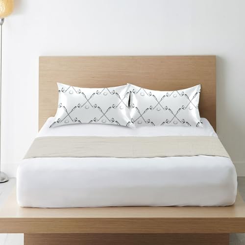 Satin Pillowcase for Hair and Skin, Sport Golf Clubs Ball Bag Silky Pillow Case Body Pillow Covers Standard Size with Envelope Closure - view 5