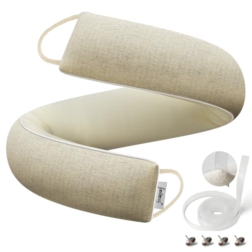 32" Door Draft Stopper, Weighted Under Door Noise Stopper, Oatmeal