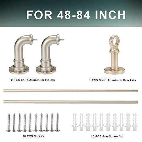 Curtain Rod for Windows, Wrap Around Industrial Blackout Design, Adjustable 1 Inch, Room Divider Window Curtain Rod for Indoor/Outdoor (Stain Nickel, 48-84") - view 5