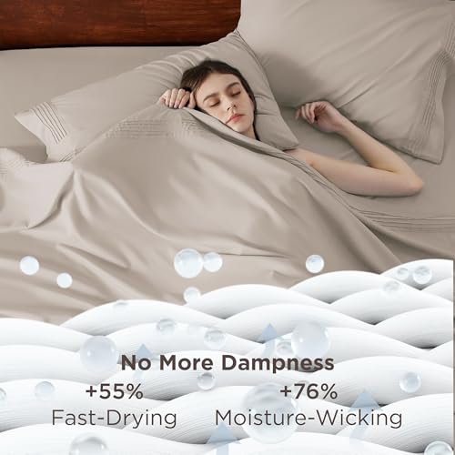 Deep Pocket King Sheet Set - Fits Mattresses Up to 21 Inches Thick - 4 Piece GentleSoft Bed Sheets, Moisture Wicking, Soft & Cooling Bedsheet & Pillowcases, Easy & Secure Fit, Linen - view 3
