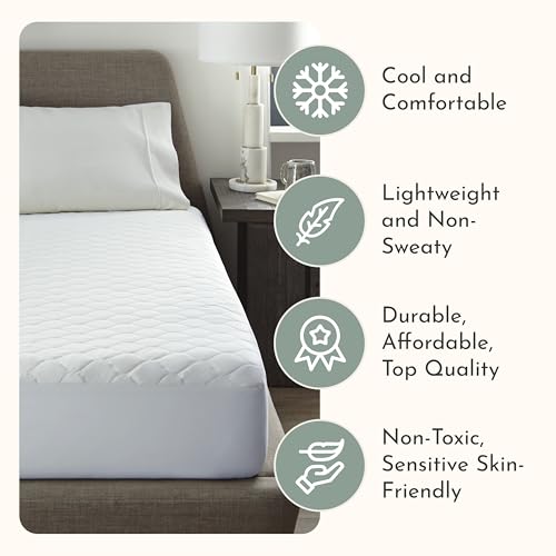 100% Cotton Organic Mattress Protector | Breathable & Noiseless Quilted GOTS Organic Mattress Pad with Premium 300GSM Durability | Machine Washable Bed Protector with Deep Pocket (White, King) - view 3