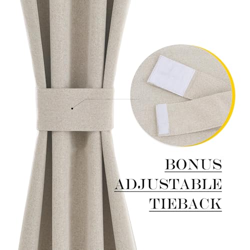 Linen 100% Blackout Linen French Door Curtain for Window Cover - view 3