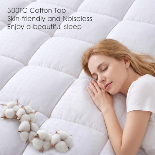 King Size Mattress Pad Cotton Pillow Top Mattress Topper White - view 4