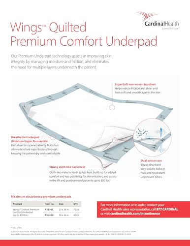 Quilted Premium Comfort Underpad, Wings Maximum Absorbency, Disposable Incontinence Pads, Protective Bed Pads, Protection Pee Pad, Adults, Elderly, Kids, 30x36IN, 40 Pack - view 4