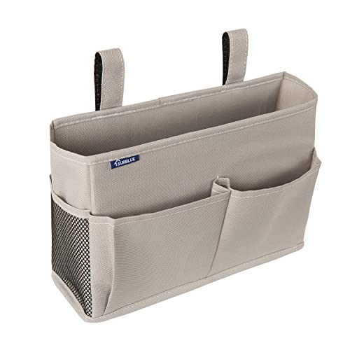 Bedside Caddy Hanging Bed Organizer Storage Bag Pocket for Bunk and Hospital Beds, College Dorm Rooms Baby Bed Rails,Camp 4 Pockets and 2 Hooks (Gray)