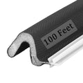 100 Feet Weather Stripping Door Seal Strip, V-Shaped "Q" Foam Slot Installation Seals Large Gap Kerf Weather Stripping for Door Frame, Easy Cut to Size(Black)