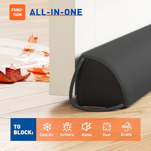 Draft Stopper for Bottom of Door 36 Inches, Black, Home Essential - view 4