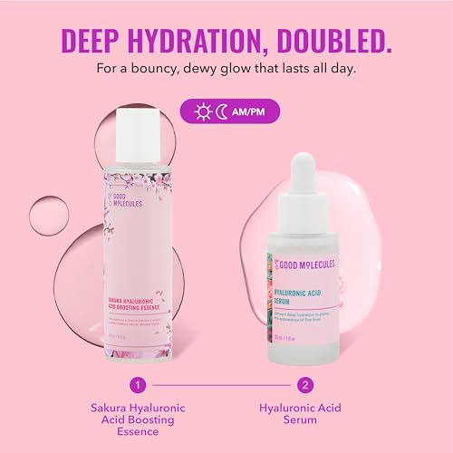 Hyaluronic Acid Serum and Sakura Essence Duo, Hydrating Skincare Set, 30ml Serum with 100ml Boosting Essence, All Skin Types - view 2