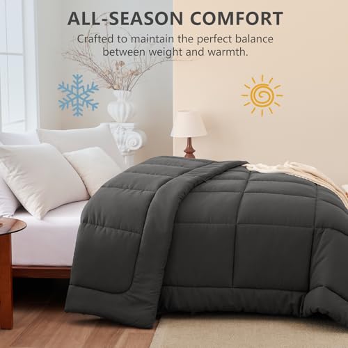 Full Duvet Insert, 300GSM Down Alternative Comforter, Dark Grey - view 2
