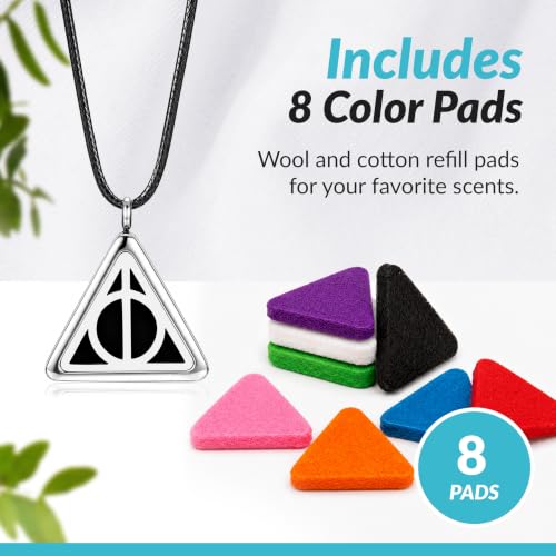 Wild Essentials Potter Hallows Necklace Aromatherapy Diffuser Pendant, 24" Black Rope, 8 Color Refill Pads - view 4